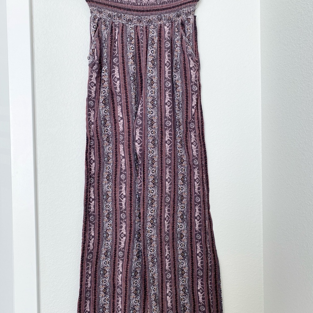 Elegant Purple Patterned Women's Flowy Pants